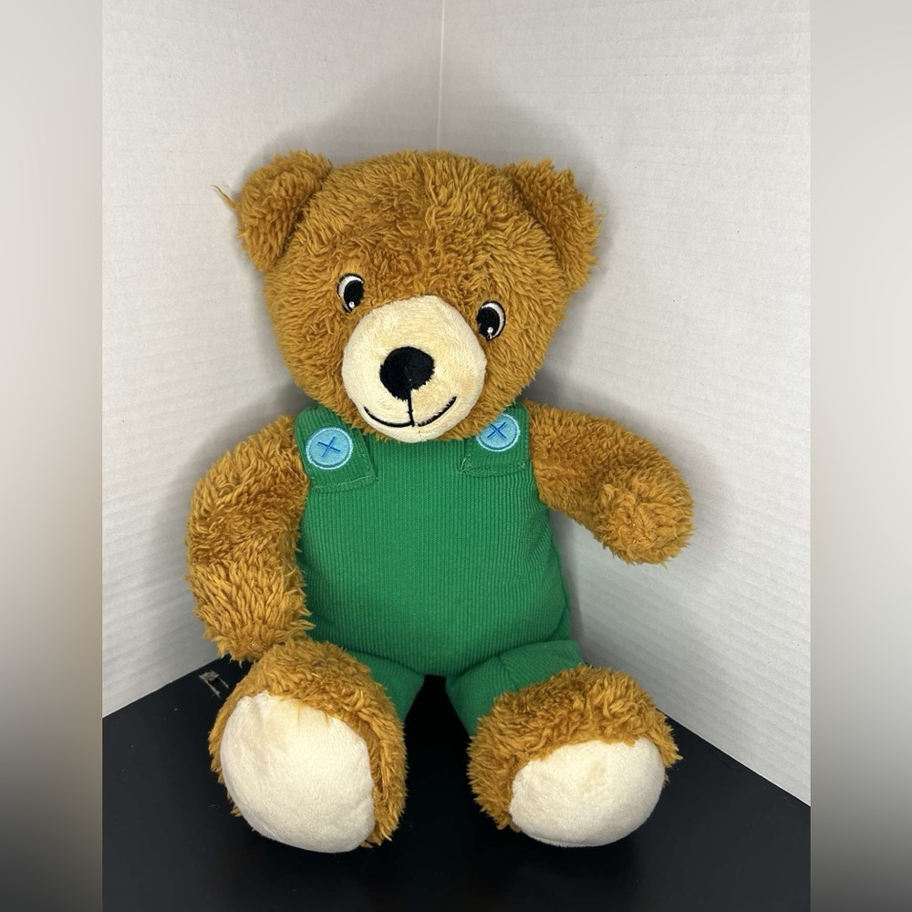 Kohls Cares for Kids CORDUROY Bear 13in Brown Furry Plush Green Coveralls